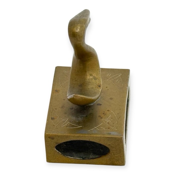 Vintage Brass Pelican Matchbox Holder Safe Mid-Century Desk Lounge Accessory - Picture 6 of 12